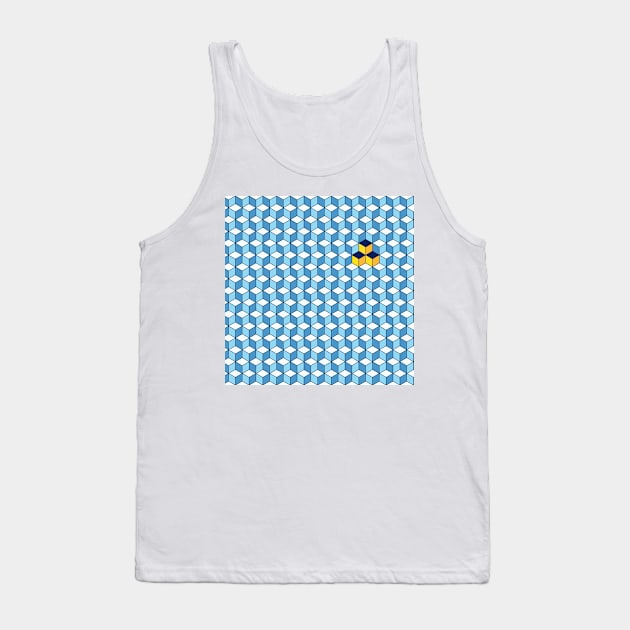 Blue & Orange Tiling Cubes Tank Top by funmaths